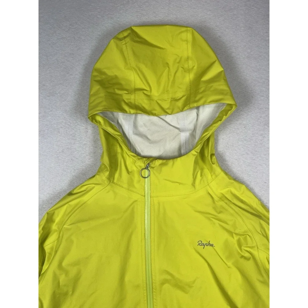 Rapha Commuter Cycling Jacket Yellow Hooded Waterproof Hi Vis Rain Mens - Med